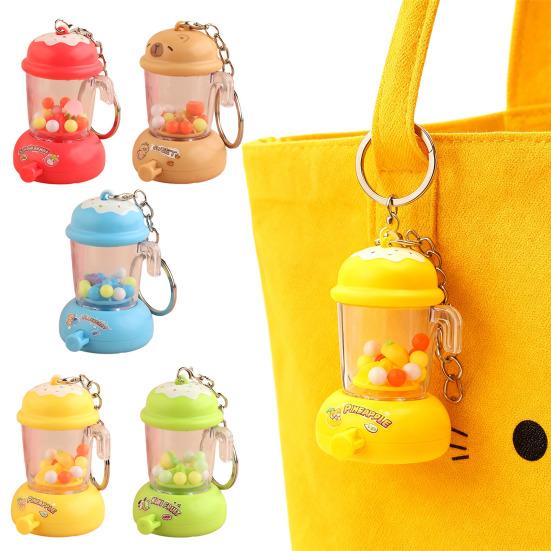 Kids Manual Juice Press Gashapon Keychain Simulation Extractor Toy with Spinning Balls Mini Backpack Charm for Boys Girls