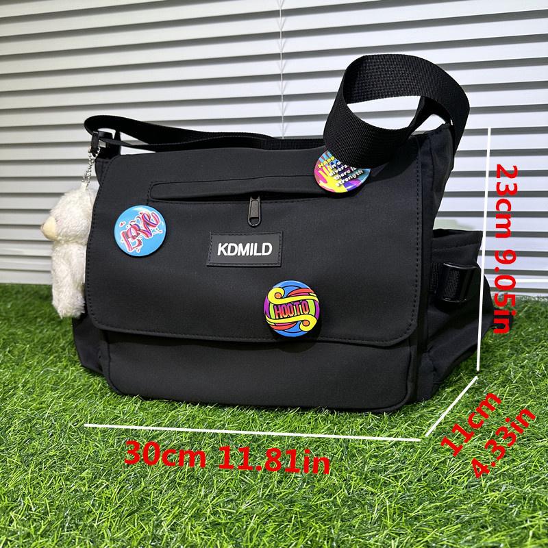 Waterproof Oxford Shoulder Bag, Flip Zipper Teen Men'S Messenger Bag, Student School Bags Badge Pendant, Versatile Crossbody Bag