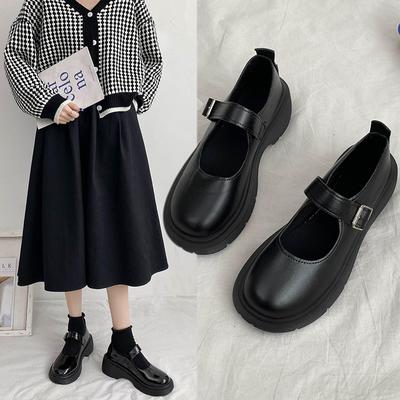 Fashion Women's High Heels Thick Sole Mary Jane Shoes for Schoolgirls College Sweet Round Toe Low Heels for Women