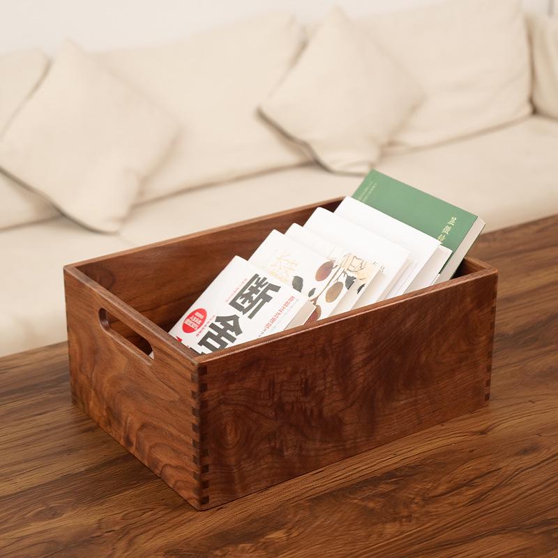 Cesto Organizzatore da Scrivania in Legno di Noce - Grande Capacità, Stile Giapponese