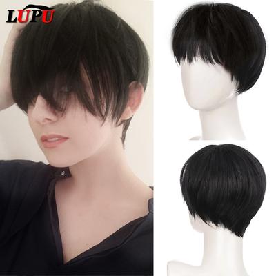 Korte Rechte Jongen Cosplay Pruiken Anime Zwart Bruin Wit Natuurlijke Fake Valse Haar Partij Pruik Voor Mannen Hoge Temperatuur Fiber