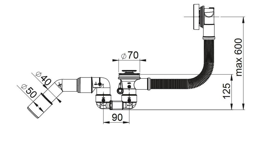 Bathloc bathtub siphon - Chrome automatic plug