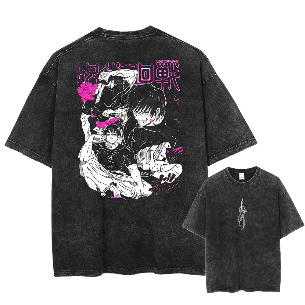 Anime Jujutsu Kaisen Fushiguro Toji Cool Print T Shirt Men Women Manga T-shirts Washed Cotton Tee Harajuku Oversized Tshirt