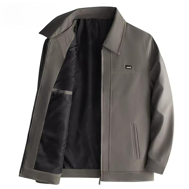 Middle-aged Spring and Autumn Clothes Button Thick Jacket Men s Jacket Autumn Coat Dad Clothes 165