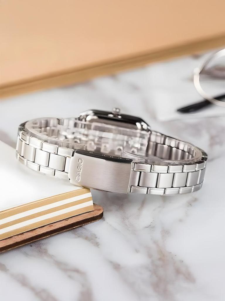 Casio - Stainless Steel Case and Strap Women's Quartz Watch LTP-V007D-1E