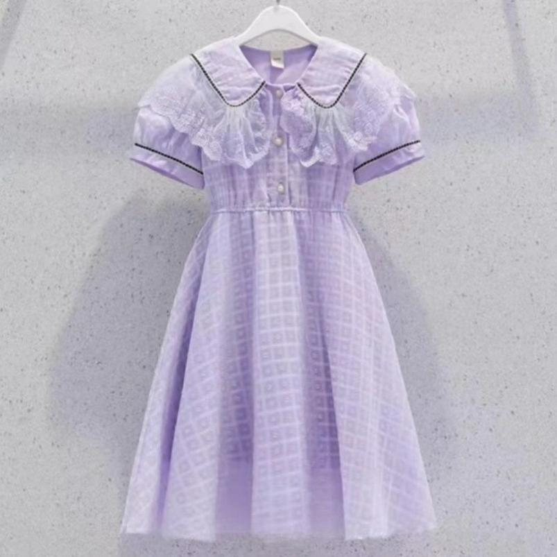 Girls' Dresses, Small Fragrance, Summer, Big Children's Fashion, Western Style, Waist Chiffon Princess Dress, Thin Section