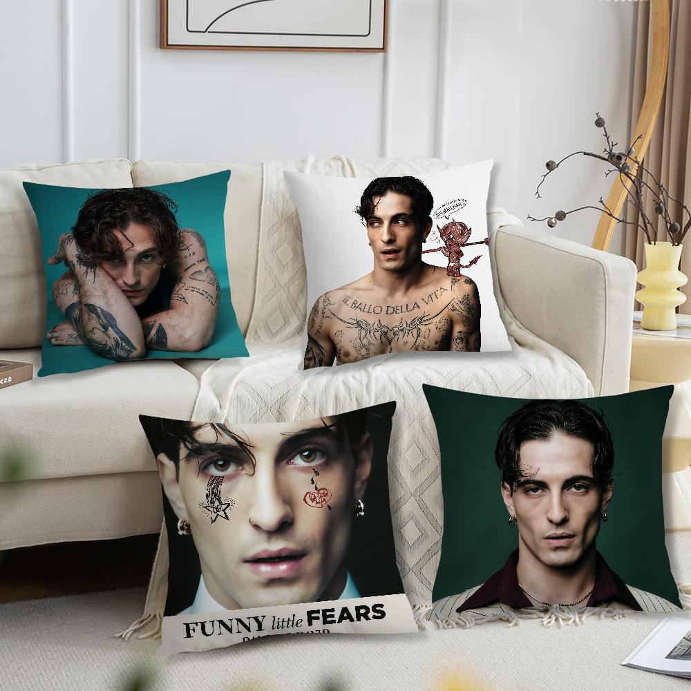 Rock Singer D-Damiano David cushion cover Pillow Case Square Cushion Room Bedroom Headboard Sofa Living Backrest Nap Time