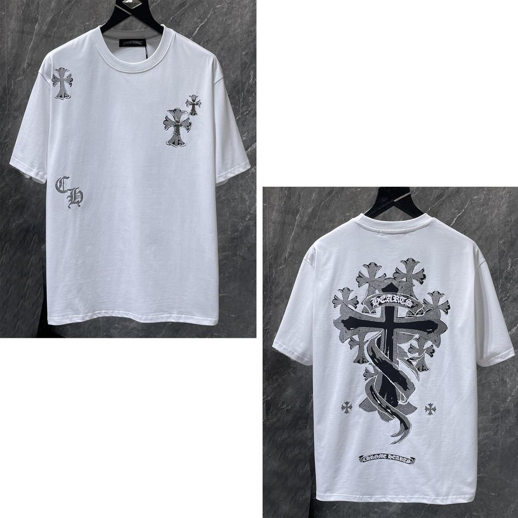 8937 CHROME HEARTS 2026 Summer New High Quality Cotton Round Neck Loose Large Size Men's and Women's T-shirt Couple T-shirt
