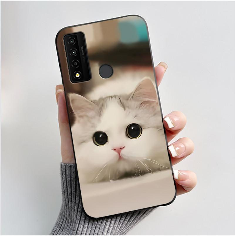 Casing For TCL 20 XE Case Aesthetic Fashion Cute Cat Astronaut Black Soft Silicone Protective Back Cover For TCL 20XE Phone Case