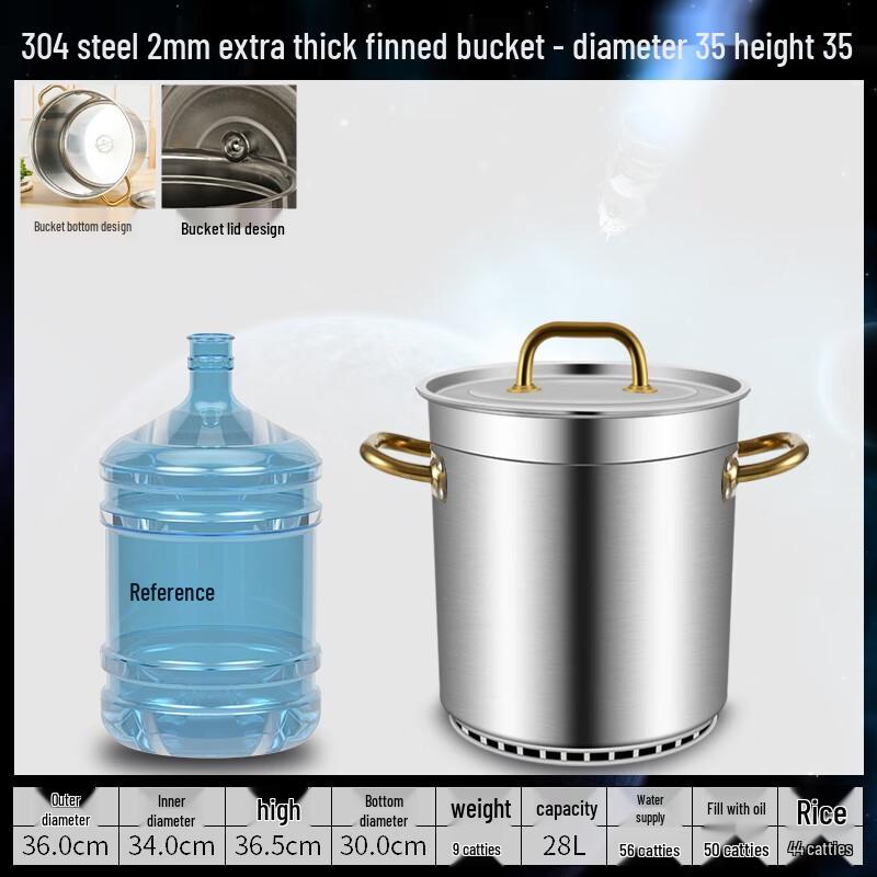 Youde 304 Stainless Steel Commercial Finned Soup Pot