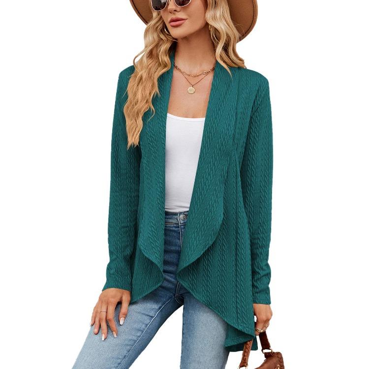 

Spring Autumn Elegant Women Thin Jacket Coat Long Sleeve Open Stitch Top Solid Color Casual Jacket Vintage Clothes Outwear XXL синій
