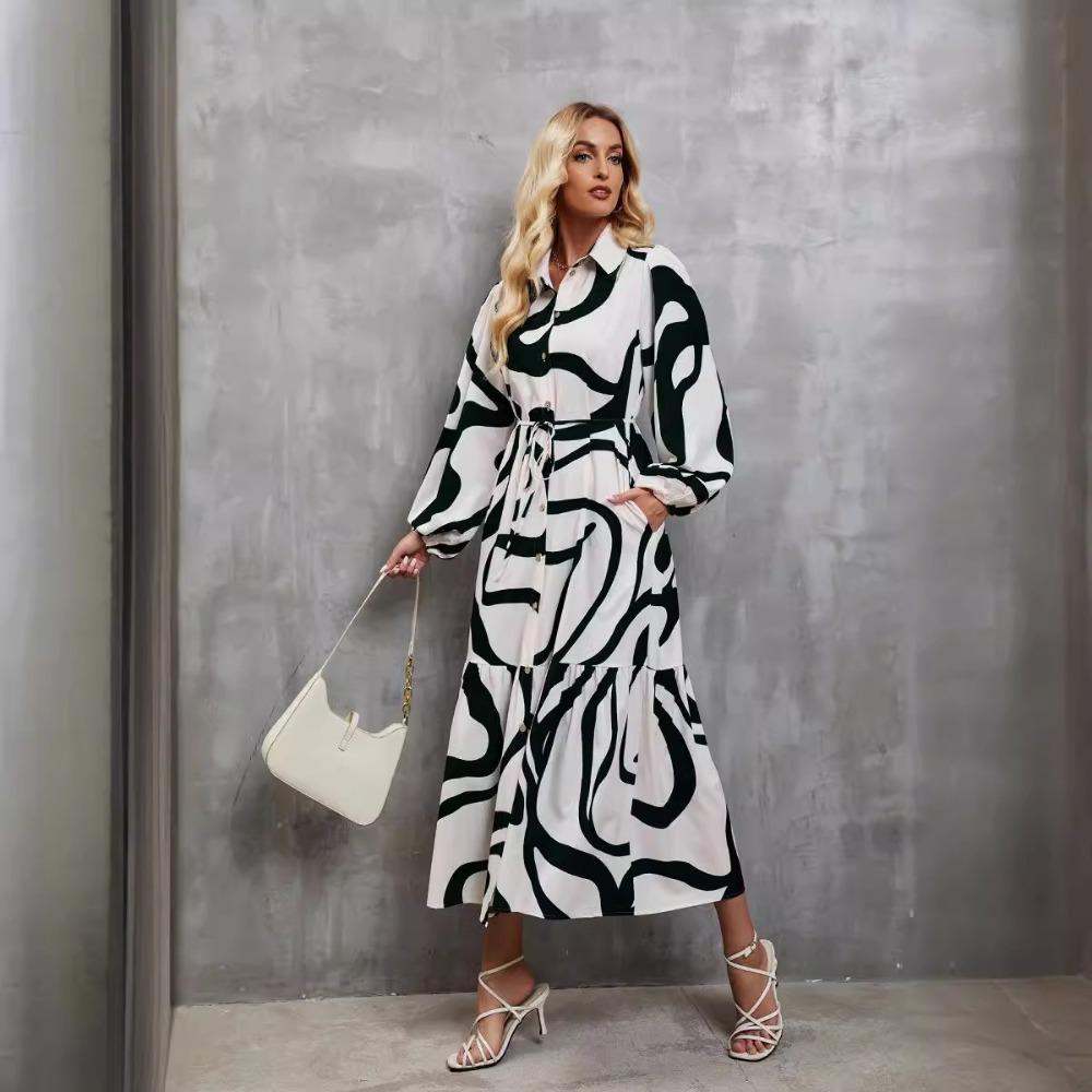 

Женское весенне-осеннее модное повседневное свободное платье-рубашка со шнуровкой для женщин XL чёрный