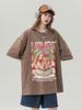 T-shirt Casual Unisex in Cotone Stile Giapponese Retrò, Vestibilità Larga, per Coppie Taglie Forti