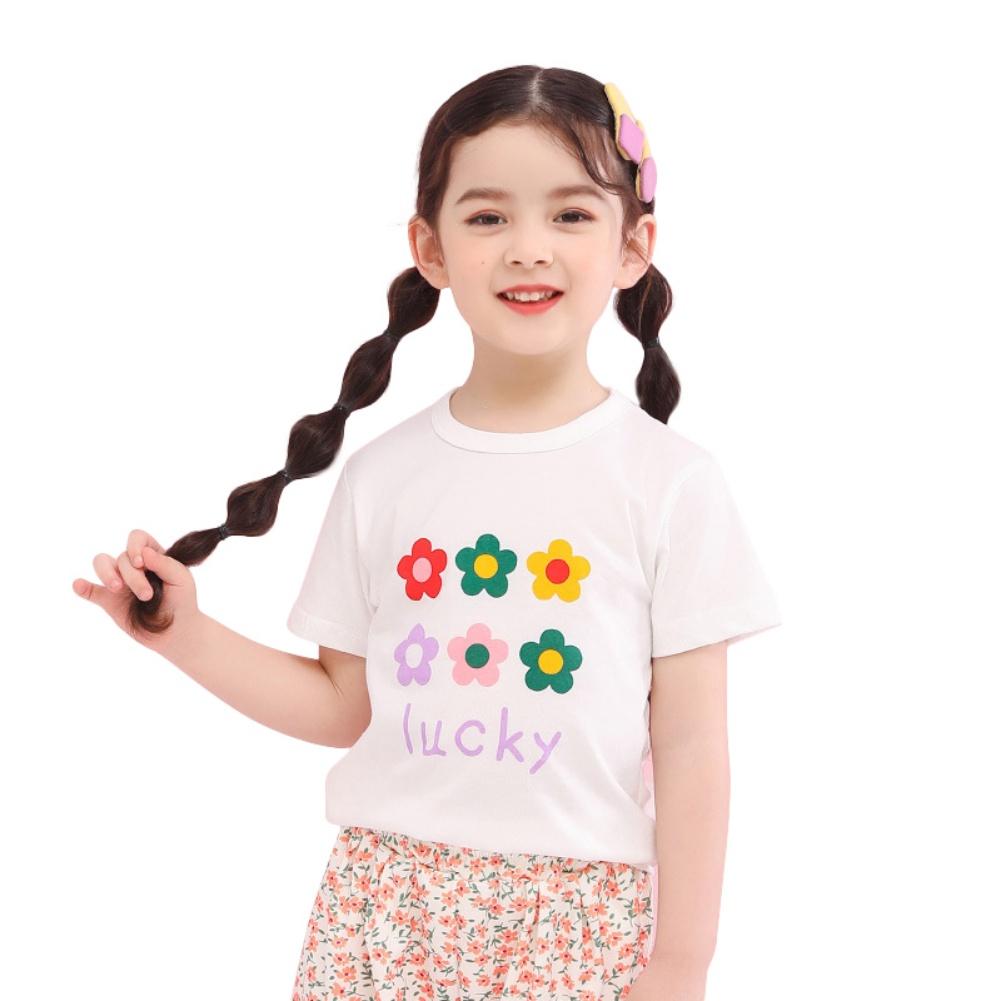 Kinderkleidung Sommer Kinder T-Shirts Niedlicher Blumendruck Kinder Cartoons Top für Mädchen T-Shirts T-Shirt