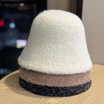 New All-match Thick Furry Knitted Fisherman Hat for Women In Autumn and Winter To Prevent Cold and Keep Warm and Show Face Small Bucket Hat Basin Hat