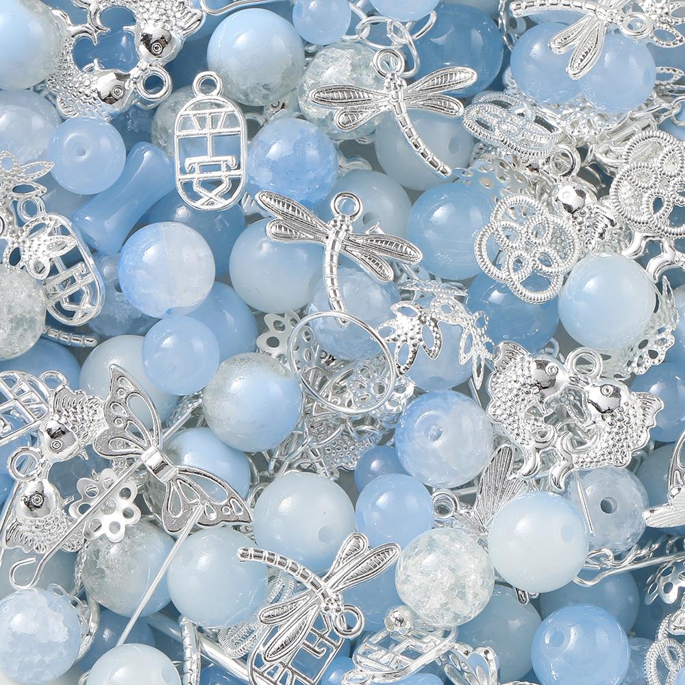 30/50g Mixed Style Glass Spacer Beads Metal Pendants Jewelry Accessories for DIY Bracelets Necklace Anklet Jewelry Making