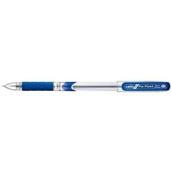 10 X Cello Pinpoint Fine Write Ball Point Pen Blue Ink 0.5 Mm Tip