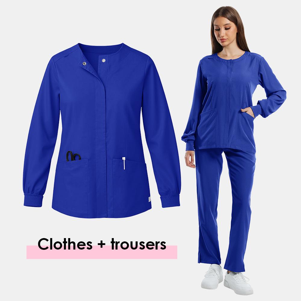 Women's Long Sleeve Stretch Scrub Set - Washable Nurse or Doctor Uniform