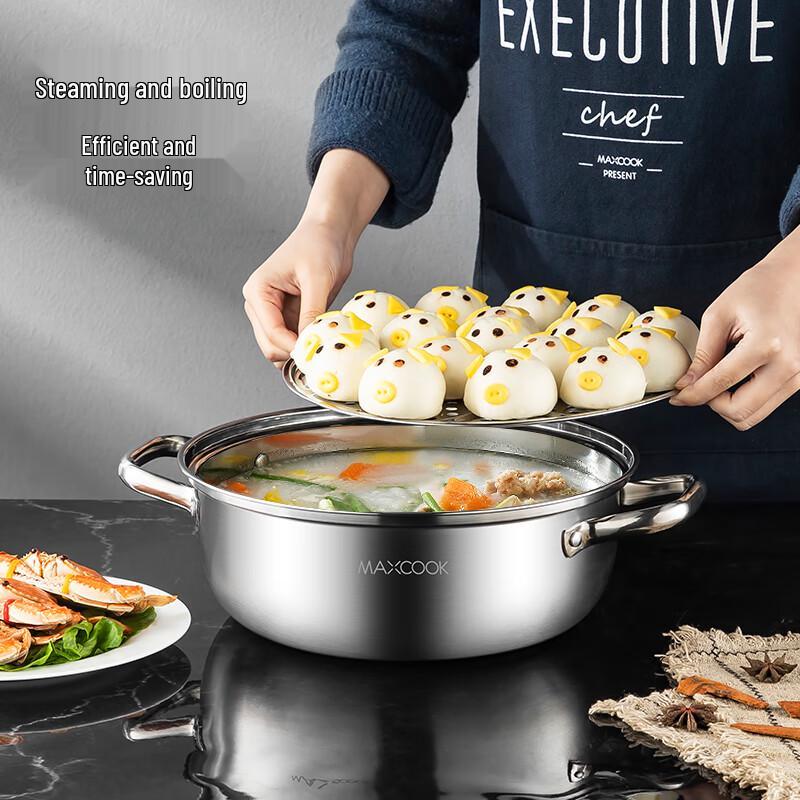 MCHEF Single Layer Stainless Steel Steamer Pot