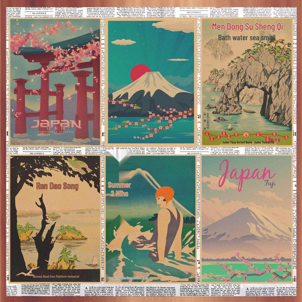 Retro Japanische Landschaft Poster: Sushi Restaurant & Izakaya Wandkunst 391