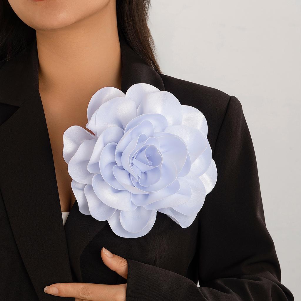 Retro Exaggerated Satin Fabric Large Flower Broochs Dual-purpose Duckbill Rose Pin Corsage for Women Jewelry Accessories Gifts