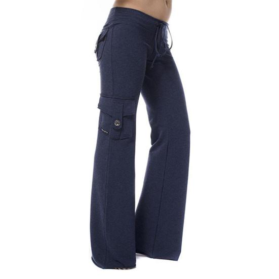 Women Cargo Pants Solid Color Multi-Pocket Loose Casual Sweatpants Solid Color Wide Leg