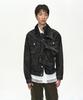 Adsb Andersson Bell Unisex Asymmetric Layered Beads Denim Jacket Awa762U(Black)