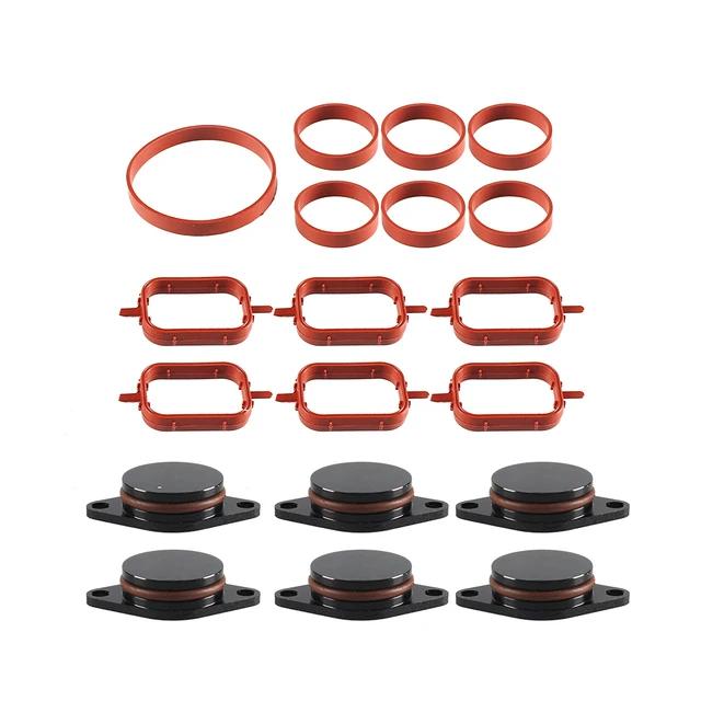 6PCS 22mm/33mm Swirl Flap Blanking Plates with Intake Manifold Gasket Seal For BMW M47 M57 E39 E87 E46 E90 E39 E60 X3 6 Cylinder