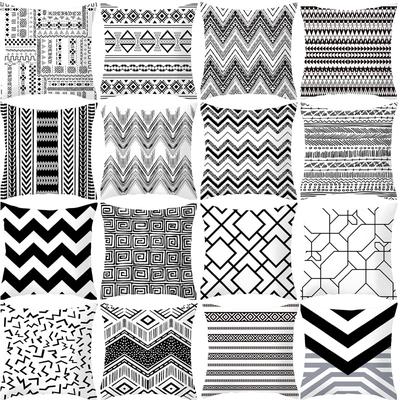 Black and White Geometric Abstract Pillow Cover for Home Modern Simple Car Pillow Sofa Square Cushion Cover