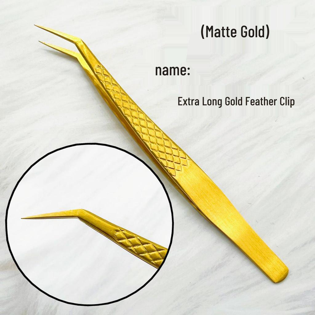 Gold Precision Eyelash Extension Tweezers: Mesh, Feather, Dolphin, Blooming Styles