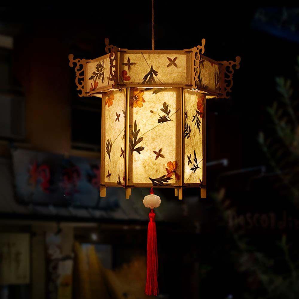 Holz Papier Chinesischer Stil Geschenk Lampe Laternen Anhänger Handgefertigte Laternen Party Dekoration Festival Laternenfest Dekorationen