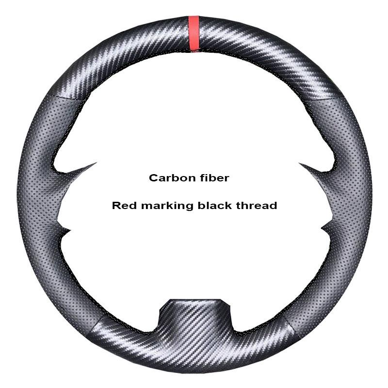 CIMF6 Custom Carbon Fiber Leather Car Steering Wheel Cover For Ford Focus 2 2005-2011 (3-Spoke) Anti-Slip Fix Worn OEM Wheel