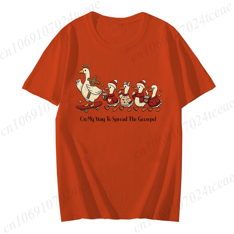 On My Way To Spread The Goosepel Shirt Preppy Christmas Goose TShirtsCute Santa SnowUnisex Goose TShirts for Women Clothing S