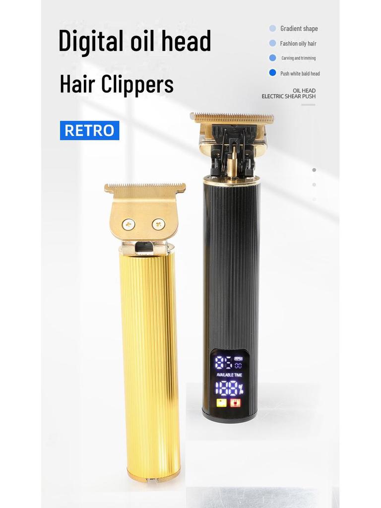 Rechargeable LED Hair Clippers: Digital Display Electric Trimmer for Haircut & Carving