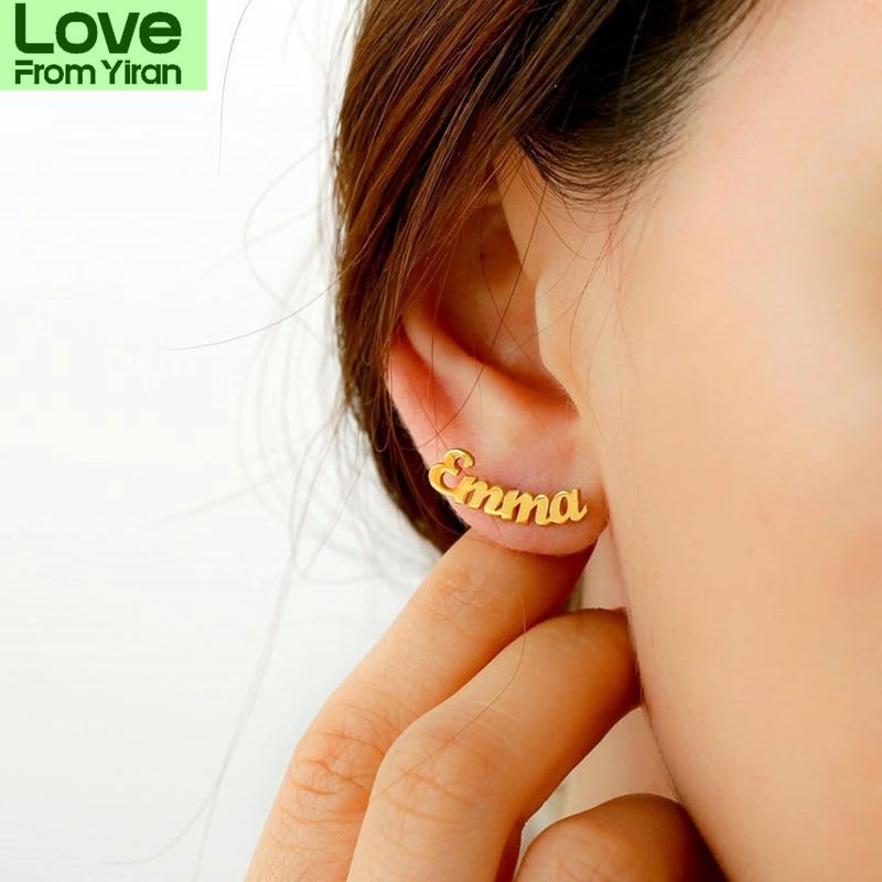 

Милые серьги-гвоздики с именем для женщин, модные ювелирные изделия для девочек, изготовленные на заказ из нержавеющей стали 18-каратного золота, инициалы, серьги с буквами, персонализированные Platinum Plated