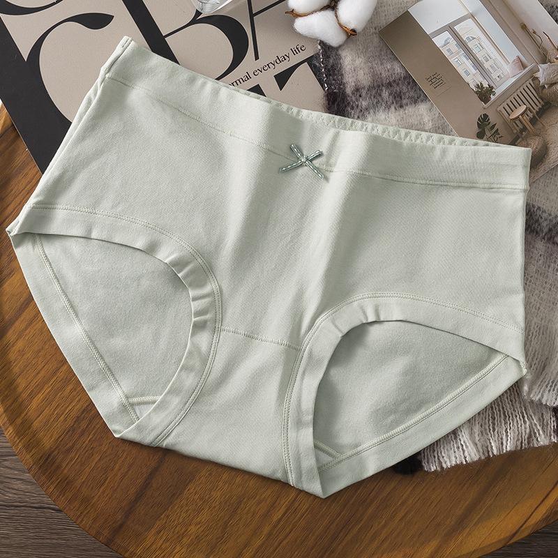 Ladies Spring and Autumn New Simple Pure Cotton 7A Antibacterial Crotch-free Waist Triangle Briefs
