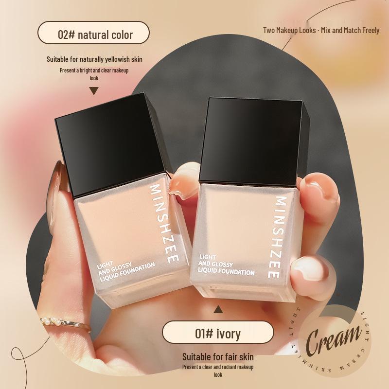 Mingxi Zhi Long-Lasting Nourishing Foundation Serum: Sweat-Proof, Waterproof, Moisturizing, Non-Transfer, 10ml.