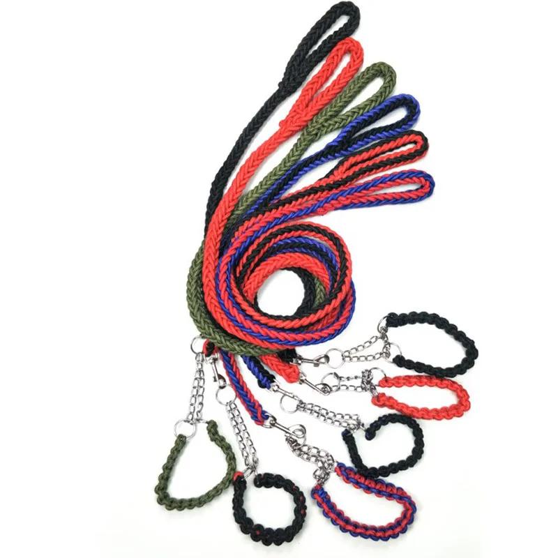 130cm Super Strong Coarse Nylon Dog Leash Army Green Canvas Double Row Adjustable Dogs Collars For Medium Large Dogs Leashes Set