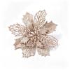 Artificial Glitter Poinsettia 6Pcs Hollow Out Xmas Decor for Christmas Tree Garland Front Door Winter Decor