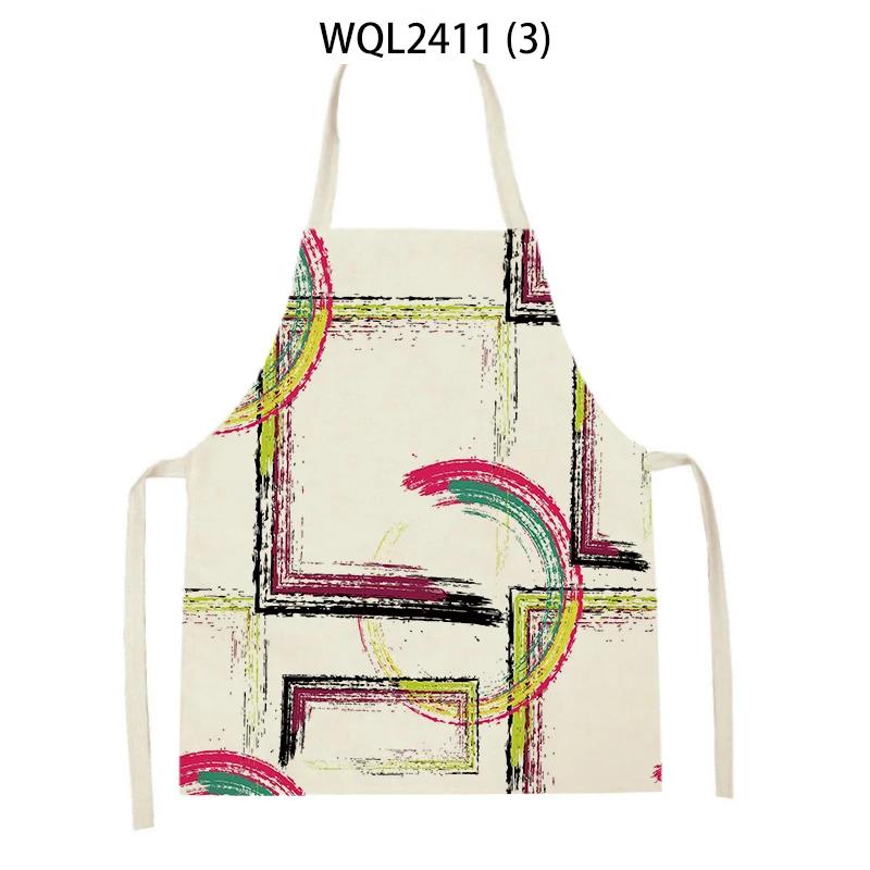 Geometry Stripe Triangles Pattern Kitchen Apron for Women Linen Bibs House Cleaning Pinafore Home Cooking Apron Accessories