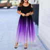 (L-6XL) Damen Eleganter Farbverlauf Plus Size Kurzarm Schlankes Maxi-Partykleid Abendparty Cocktail-Formelles Kleid