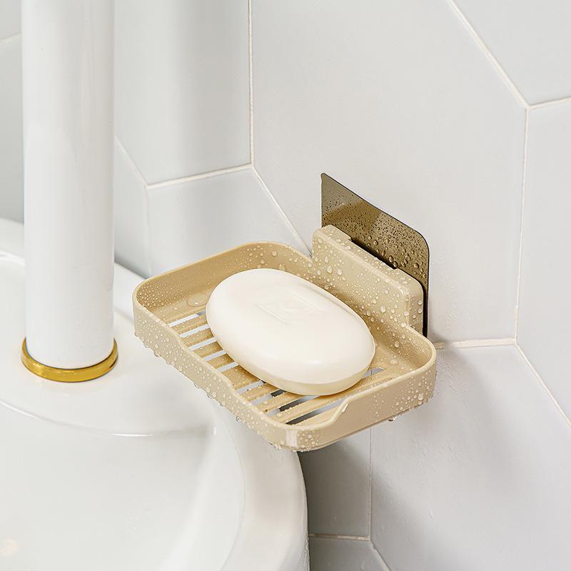 Wall-Mounted Adhesive Soap Holder with Drainage коричневый