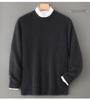 Men's 100% Wool Round Neck Sweater, Thickened Knit Pullover, Autumn/Winter Cashmere Base Layer Top