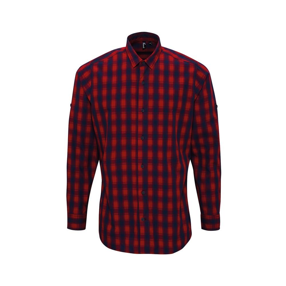 Premier Mens Mulligan Checked Cotton Long-Sleeved Shirt