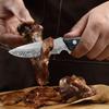 Damascus Boning Knife Kitchen Butcher's Knife with Wood Handle  Premium Vegetable & Meat Cutter Tools Includes Protective Sheath