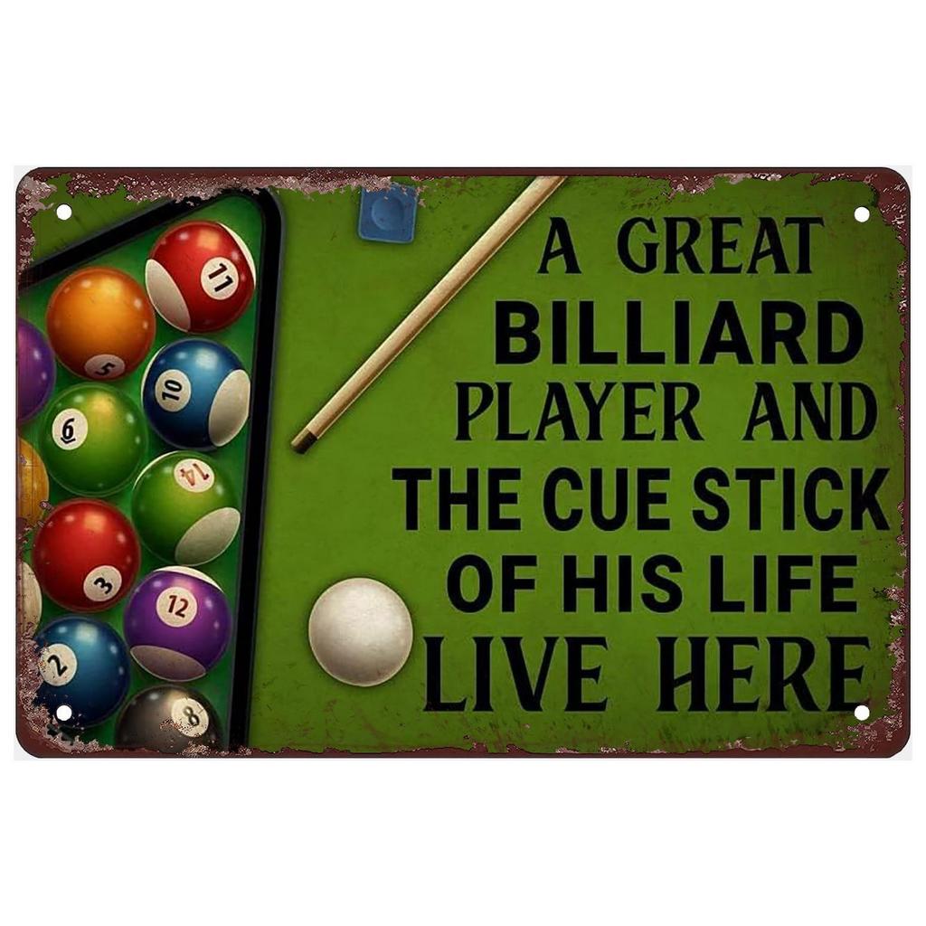 Billiards Metal Tin Signs Snooker Wall Art Posters Plaque Sign Vintage Iron Painting Decoration for Home Cafe Game Room Club Bar