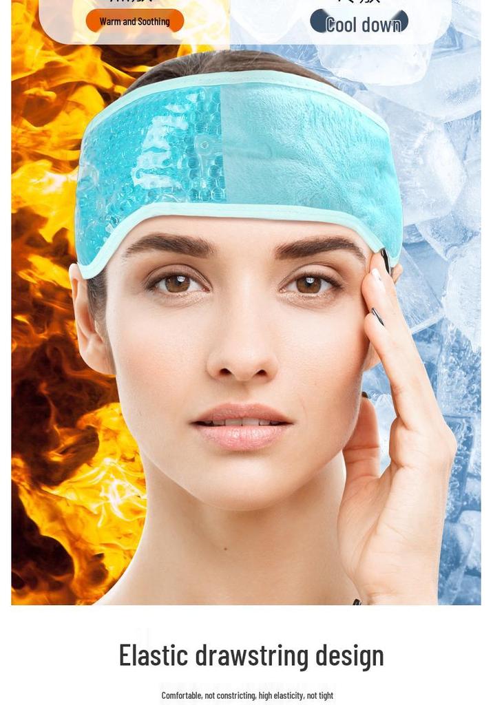 Gel Beads Cooling/Heating Forehead Band - Reusable Ice Pack for Pain Relief