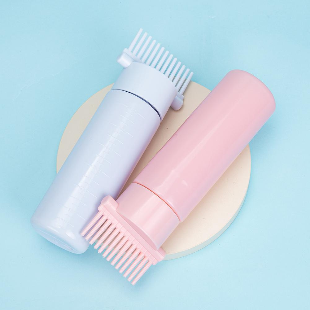 180ml with Graduated Scale Root Comb Applicator Bottle Refillable Multicolor Squeeze Bottle Applicator for Hair Oil Salon Care