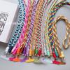 Elegante Lanyard Cruzado Trenzado: Cadena para Teléfono Ajustable, de Cuatro Hilos, Color Block, Anticaída