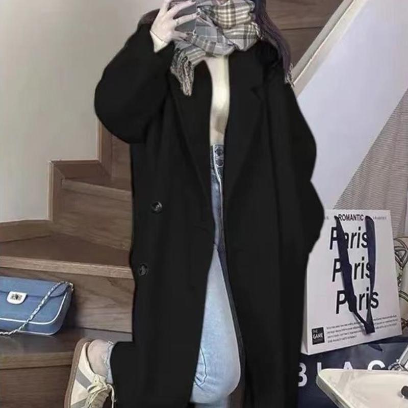 Oatmeal White Woolen Coat for Women Autumn Winter Mid-Length Over-the-Knee Slim-Fit Korean-Style High-End Woolen Outer Wear